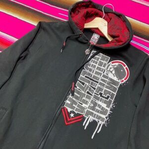 Vintage Metal Mulisha Hoodie Men's L Black Full Zip Graphic Motocross Skater Y2K